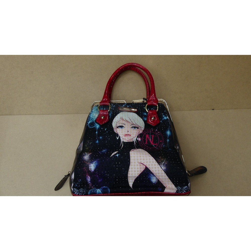 Nicole Lee Satchel Women Small Black NWT Galaxy Graphic Studded Handbag